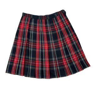 Vintage Tribeca New York Red Black Green Plaid Pleated Mini Skirt Womens Size 12